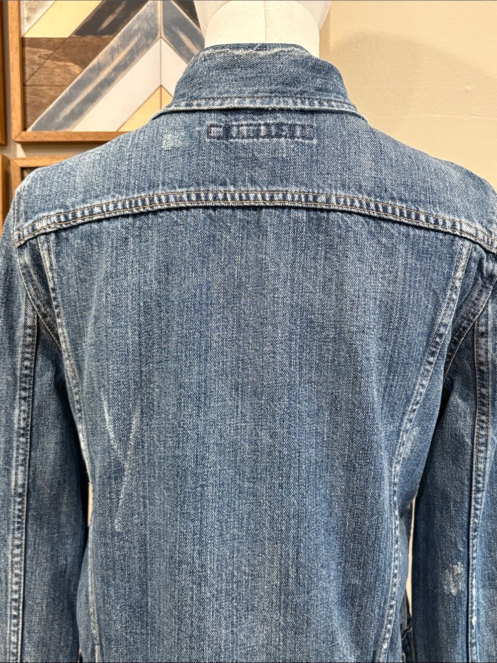 Vintage Ralph Lauren Sport 90s Distressed Denim Trucker Jacket size Small - Picture 6 of 13